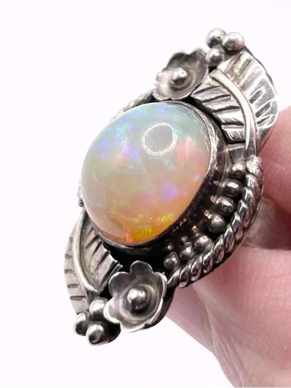 Size 6 Ethiopian Opal 925 Sterling Silver Ring